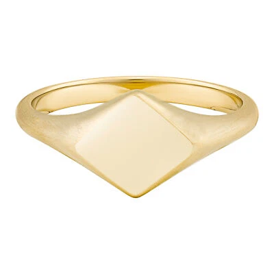 anello cai argento sterling 925 placcato oro giallo anello sigillo rombo donn... - Immagine 1 di 4