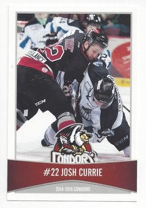 2014-15 Bakersfield Condors (ECHL) Josh Currie postcard (Pittsburgh Penguins)
