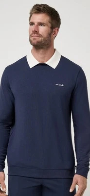 NWT Travis Mathew Amenities Collar Crewneck Sweater- Navy -Men's Large-$129.99⛳️ - Image 1 of 3
