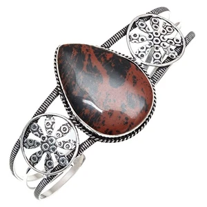 Mahogany Obsidian Gemstone Handmade Jewelry Cuff Bracelets 7''Adjustable - Bild 1 von 7