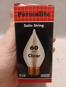 Permalite L8586 C-15 60 Watts Satin String Long Life Tested In Box Light Bulb - Picture 1 of 11