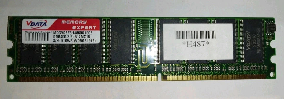 VDATA DDR-400 PC3200 512MB MDGVD5F3H4860D1E02 RAM - Immagine 1 di 1