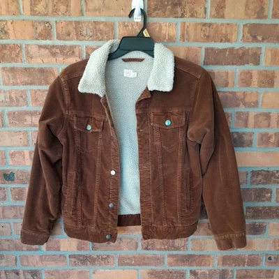 BOY'S/GIRL'S COWBOY CUT SHERPA LINED CORDUROY JACKET BROWN Size XXL (18) EUC - Image 1 of 3