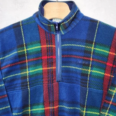 DE COLECCIÓN AÑOS 90 IZOD SUÉTER POLAR A CUADROS 1/4 CREMALLERA TARTÁN PREPPY CUELLO FALSO TALLA XL Foto 1 de 4