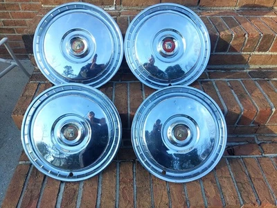 55 56 Ford Hubcaps 15" Set of 4 Hub Caps 1955 1956 Wheel Covers - Image 1 of 4