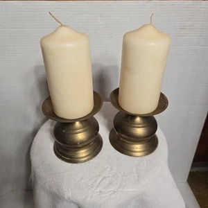 Set portacandele vintage in ottone con pilastro candele petunia rustica - Foto 1 di 16