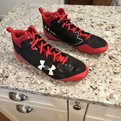 Under Armour Team Nitro Select Mid MC Men's Football Cleats Black Red Sz 13 UEC - Image 1 of 4