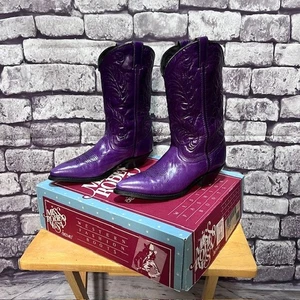 Miss Rodeo USA Purple Leather Boots Size 9 - Picture 1 of 8