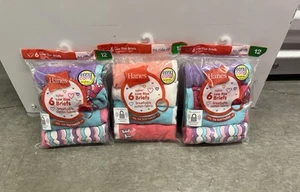 Lot Of 3 Hanes Girls Tagless Low-Rise Briefs 6 Pack Size 12. (18 PAIRS TOTAL) - Picture 1 of 5