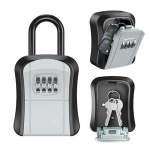 Key Lock Box, Lock Box for House Key, 4-Digit Resettable Code Combination Sma... - Picture 1 of 5
