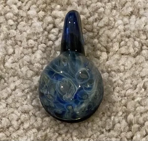 OOAK Handmade Lampwork Glass Pendant Blue W/ Green Tint Floral Seascape Theme - Picture 1 of 3