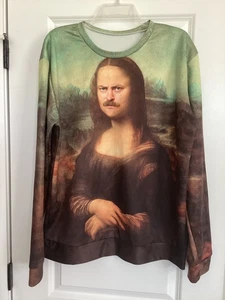 Ron Swanson Mona Lisa Sweatshirt mit Rundhalsausschnitt Herren Größe Large Parks & Freizeit - Bild 1 von 6