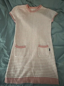 Vineyard Vines Girls Short Sleeve Sweater Dress Preppy Pink White Cashmere 8-10 - Picture 1 of 5