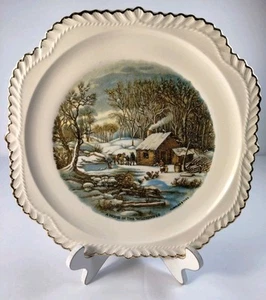 Piatto vintage da collezione Currier & Ives Plate Una casa nel deserto 8 1/2" - Foto 1 di 8