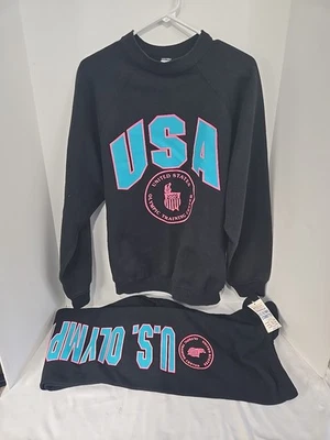 Sudadera y pantalones deportivos medianos XL cuello redondo Comité Olímpico de Estados Unidos de colección, hechos en EE. UU. Foto 1 de 4
