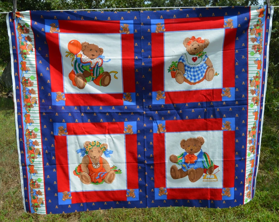 Teddy Bears fabric squares VIP cranston blocks aprx 15x15" - Image 1 of 1