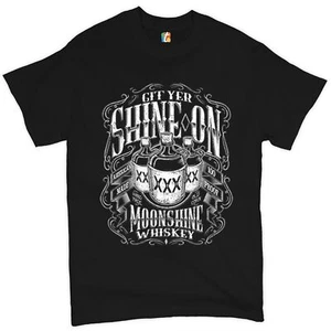 Git Yer Shine On Moonshine Whiskey T-shirt XXX Mason Jars Drinking Men's Tee - Picture 1 of 57