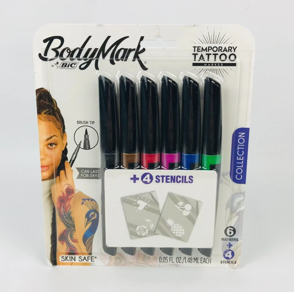 BIC Bodymark Temporary Tattoo Marker Assorted Colors 6 Count