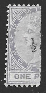 DOMINICA 1882/3 Sg 10, 1/2d in Black on Half 1d, Mounted Mint NO GUM.{TT212-179} - Picture 1 of 2