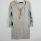ANTIK BATIK Womens Size XS or 6 / EUR 36 Grey 3/4 Sleeve Embroidered Dress Tunic