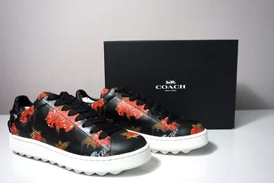 Zapatillas deportivas Coach de cuero negras con estampado de lirios salvajes para hombre talla 8 Foto 1 de 4