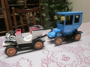 Lot (2) 60er Jahre Vintage Bandai Blech Friktion Litho Autos (sehr schöner Zustand) - Bild 1 von 7