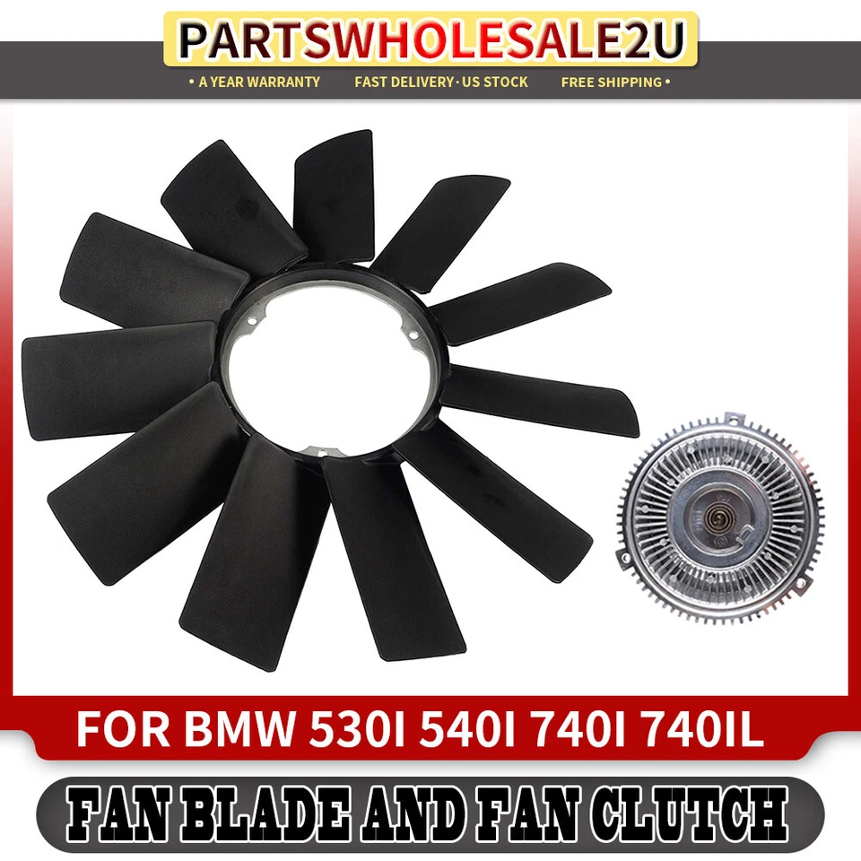 Hoja del ventilador de refrigeración del motor + embrague del ventilador para BMW 530i 540i 740iL 840Ci 850Ci Foto 1 de 4
