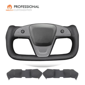 Funda de volante MEWANT DIY negra cuero auténtico para Tesla Yoke Model S Model X 2021 - Imagen 1 de 11
