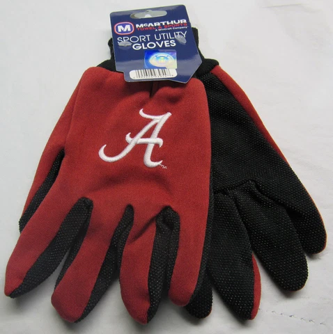 NCAA NWT 2-TONE NO SLIP UTILITY WORK GLOVES McARTHUR - ALABAMA CRIMSON TIDE Cover