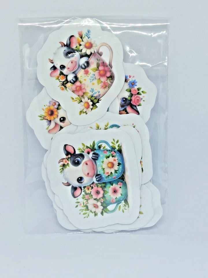 Cute Cow Stickers Party Bag Fillers Kids Gifts Craft Scrapbooking Fun Pack UK  - Image 1 of 2