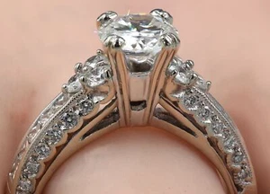 18k 2.18 Carat GIA Certified E VS1 Natural Diamond Engagement Ring SEE VIDEO - Picture 1 of 9