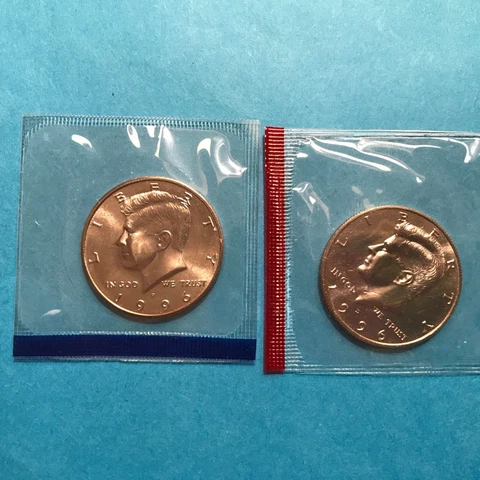 1996 P&D Kennedy Half Dollars UNC From US Mint Sets   FREE SHIP Cover