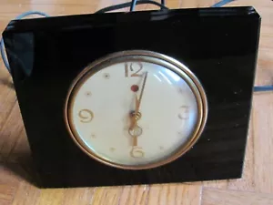 Reloj General Electric H172 1930 Luz de Vela Escritorio Negro Estuche de Vidrio Art Deco - Imagen 1 de 7