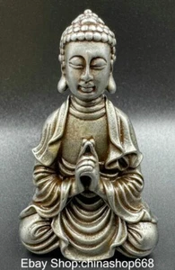 2.2" Old Tibet Meteorite Buddhism Seat Shakyamuni Amitabha Buddha Sculpture - Picture 1 of 7