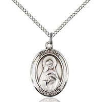 Sterling Silver St. Rita of Cascia / Baseball Pendant 3/4 x 1/2 inches with Ster