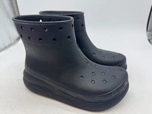 Crocs Classic Crush Rain Boots Womens Black Pull-On Unisex - 8 Men/10 Women - Picture 1 of 5