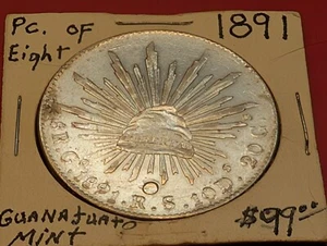 1891 Go Second Republic Mexico 8 Reals w/4 Chinese Chop Marks 250258 - Picture 1 of 3