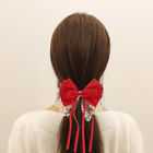 Handmade Lace Hairpin Sweet Bow Headdress Red Clip Miss