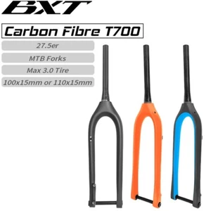 BXT Full Carbon MTB Rigid Fork 15x110mm Boost 27.5er Thru Axle Tapered MTB Fork - Picture 1 of 20