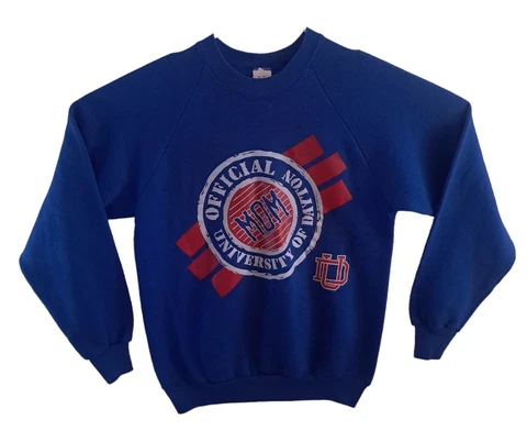 VTG University Of Dayton Flyers MOM Fan Sweatshirt Crewneck  Size L Large Blue Cover