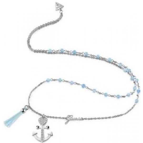 Halskette Guess UBN85113 Damen Silver Blue Necklace Länge 40cm Modeschmuck NE... - Bild 1 von 1