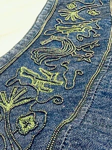 Vintage DOUBLE D RANCH Denim Perlen Olinala blau Jeansrock A-Linie Damen 10 - Bild 1 von 10