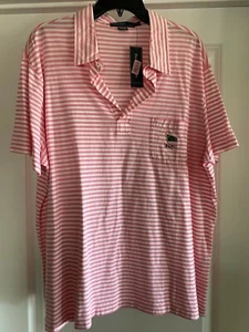 $79.50 NUEVO CON ETIQUETAS PARA HOMBRE XL POLO RALPH LAUREN YACHT CLUB RLYC ROSA RAYAS BLANCAS - Imagen 1 de 8