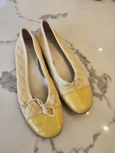 FS/NY French Sole New York Ballet Flats Womens 7 Ivory Quilted Leather - Picture 1 of 8