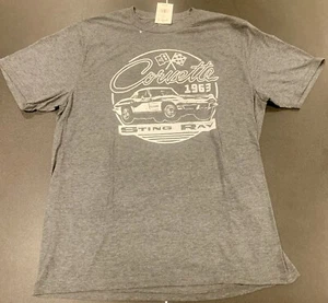New Men’s CORVETTE 1963 STINGRAY Retro Gray T-shirt Large GM General Motors - Picture 1 of 2