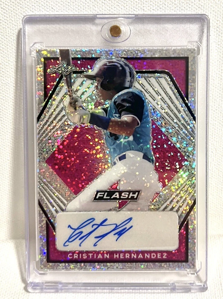 2021 Leaf Flash Pink 3/15 Cristian Hernandez #BA-CH2 Rookie Autograph - Image 1 of 2