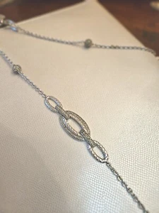 Nadri Pave Cut CZ Link Silver Long Station Chain Necklace Flaws - Picture 1 of 19