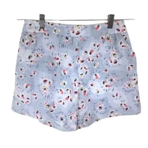 LC Lauren Conrad Floral Mid Rise Shirred Pull On Shorts Small Blue Gray Summer - Picture 1 of 7