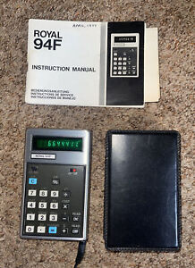 Royal 94F Vintage LED Calculator with Leather Case & Manual /Tested Works