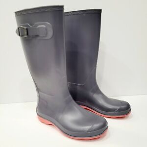 Kamik Women's Olivia Tall Rubber Rain Boots Gray Pink Size 7